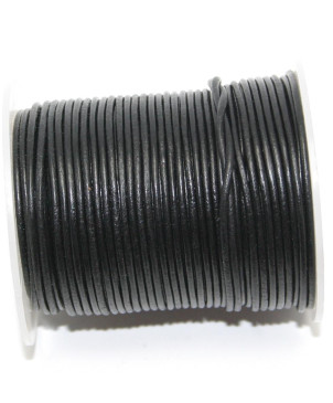 šňůrka kožená kulatá 1,5mm/02 černá, cívka 50m