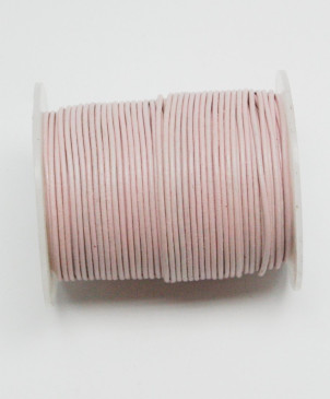 šňůrka kožená kulatá 1,5mm/baby pink, cívka 50m