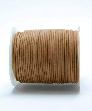 šňůrka kožená kulatá 1,5mm/dark natural, 50m