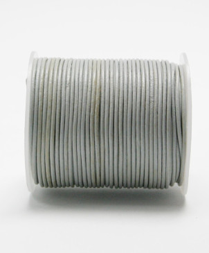 šňůrka kožená kulatá 1,5mm/light grey, cívka 50m