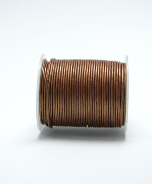 šňůrka kožená kulatá 1,5mm/metallic copper, 50m
