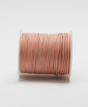 šňůrka kožená kulatá 1,5mm/peach, cívka 50m