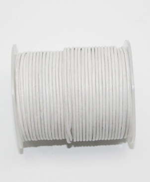 šňůrka kožená kulatá 1,5mm/06 white, cívka 50m